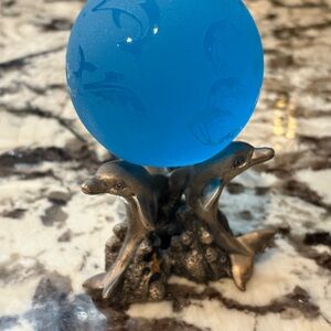 Carrie an Blue Dolphin Globe with Pewter Tripod Stand